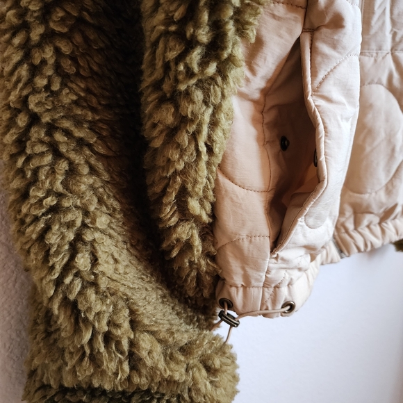 Universal Thread Quilted Moto Jacket NWT Puffer Teddy Faux Fur - Picture 8 of 11